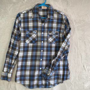Saturday's In California Sz L Shirt Pearl Snap Western Plaid Long Sleeve Cowboy